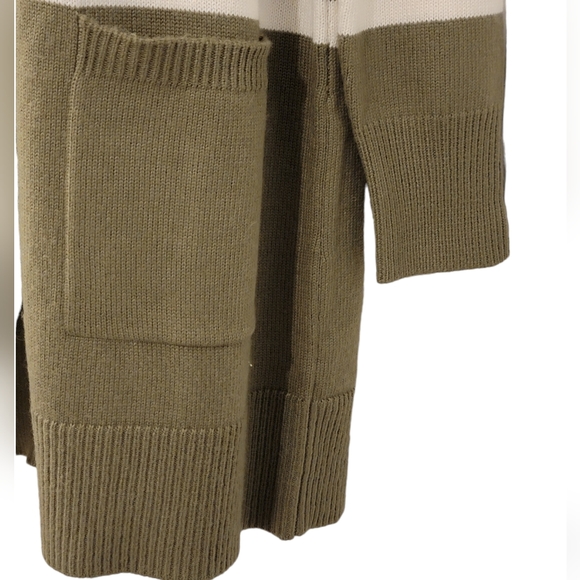 Michael Kors Cream and Army Green Open Front Cardigan - Picture 3 of 6